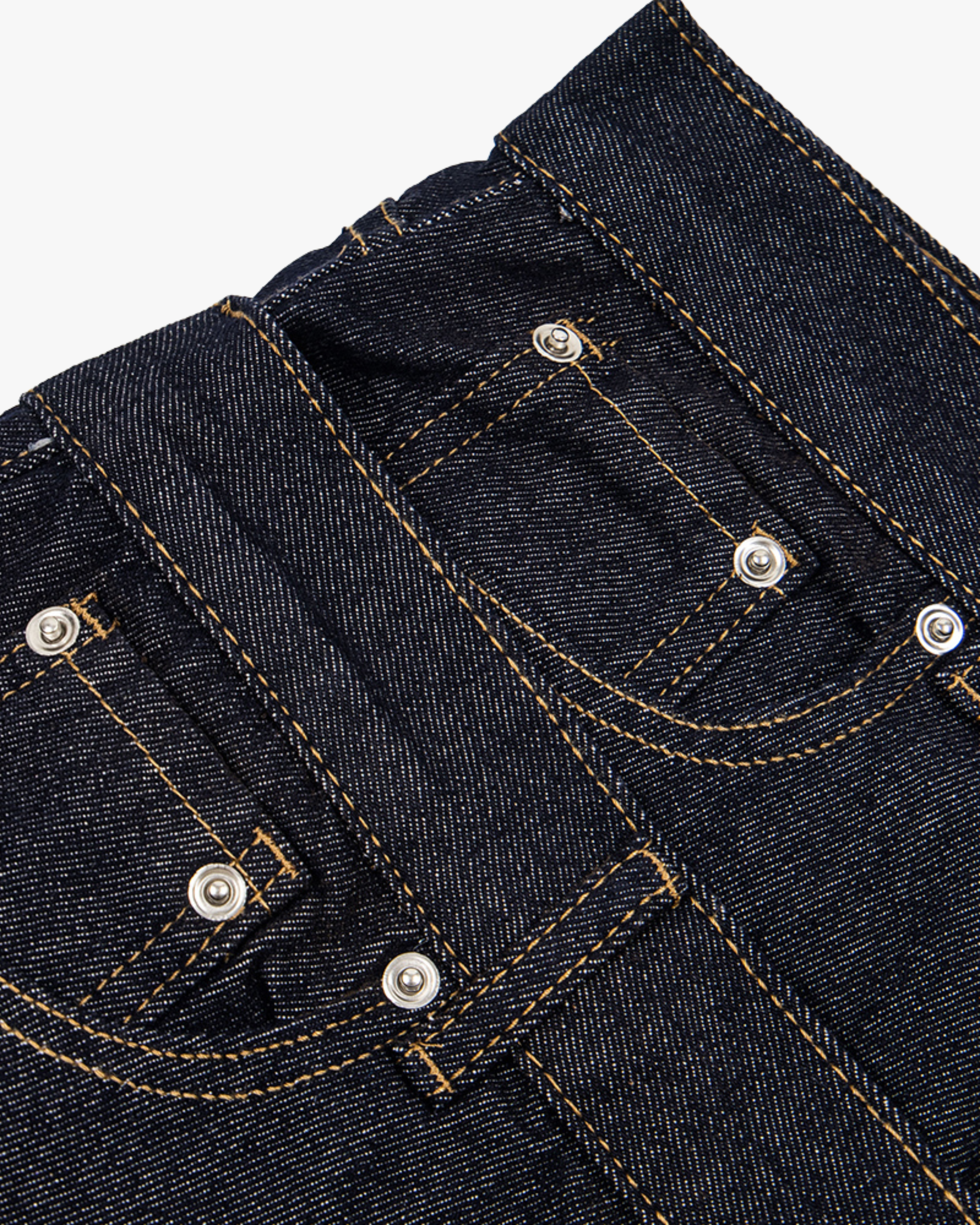 Double Waist Rivet Denim Shorts - Dark Blue