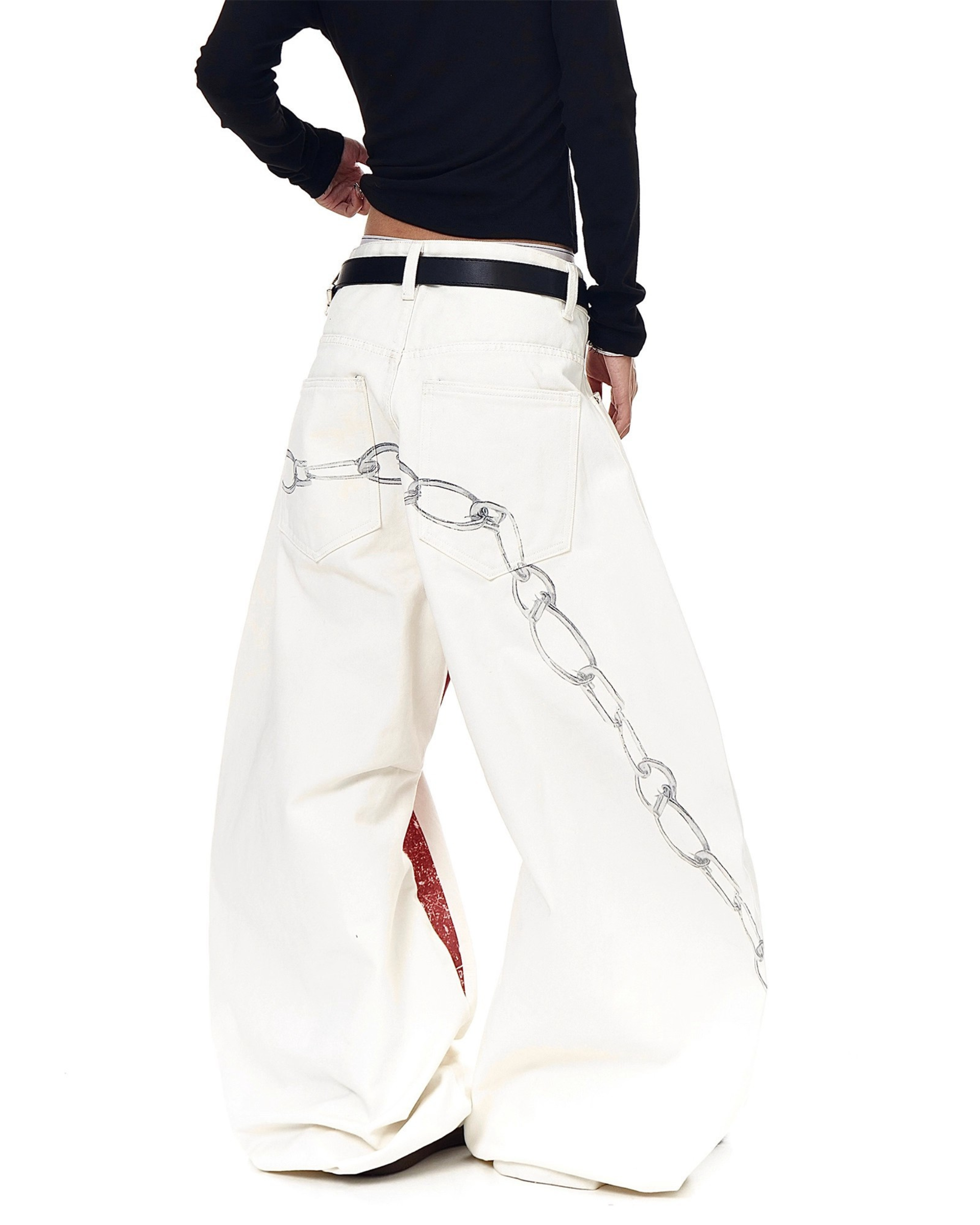 Cross Hook Baggy Denim Pants