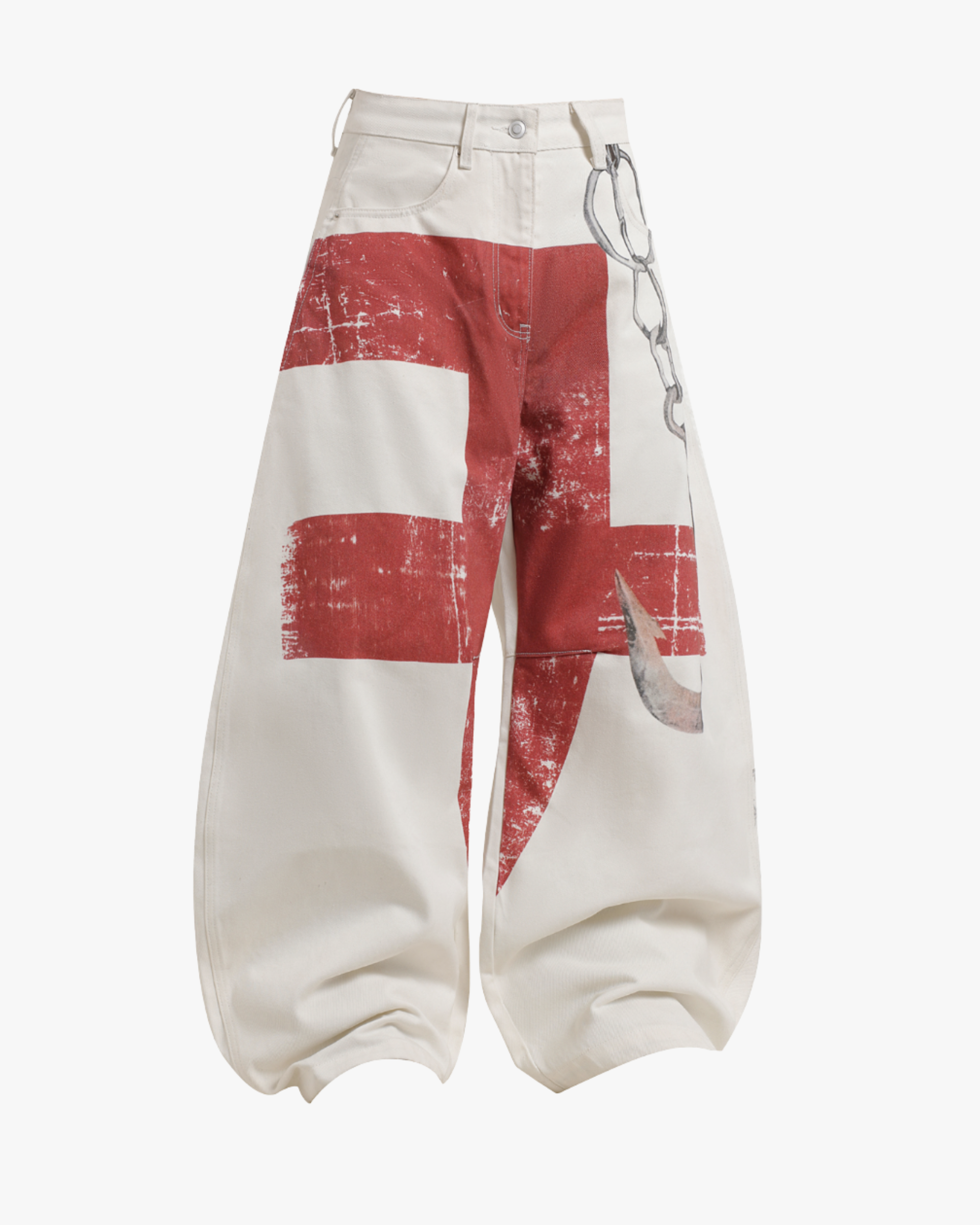 Cross Hook Baggy Denim Pants
